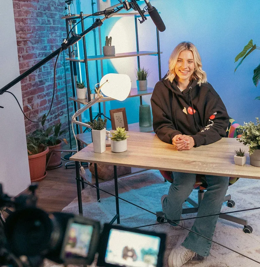 Video creator or podcaster using stem splitter